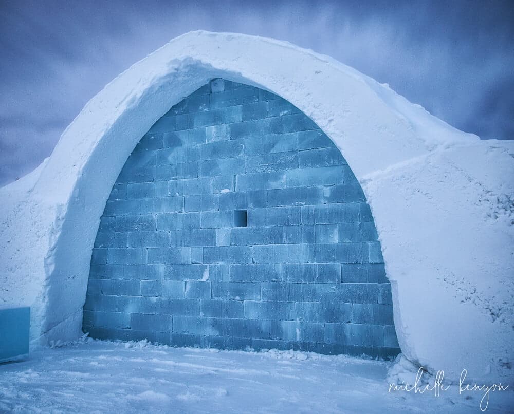 Entrance to Ice hotel 28 in Kiruna, Sweden.