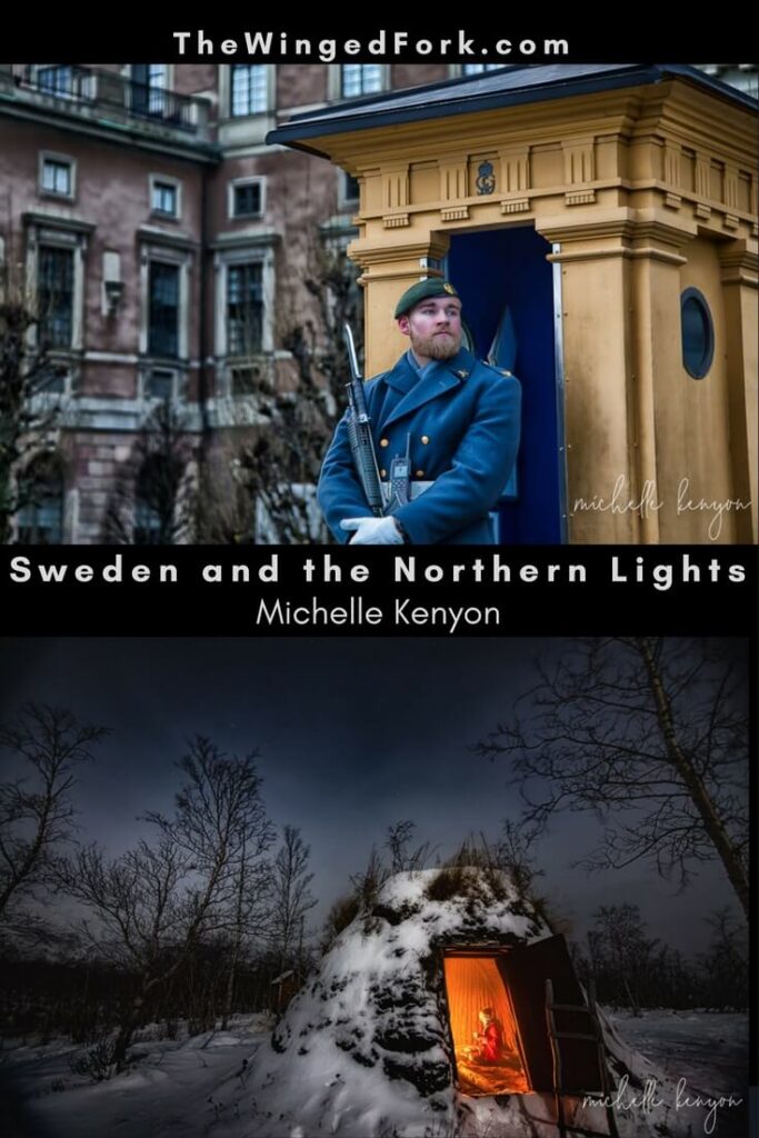Pinterest image of Northern Lights trip in Sweden.