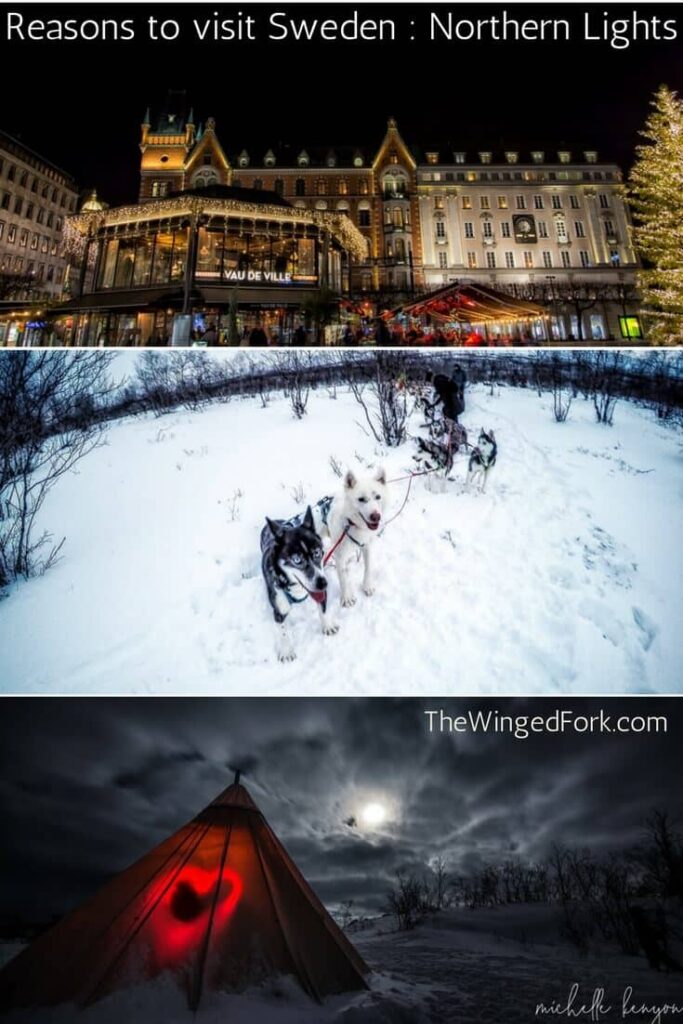 Pinterest image of Northern Lights trip in Sweden.