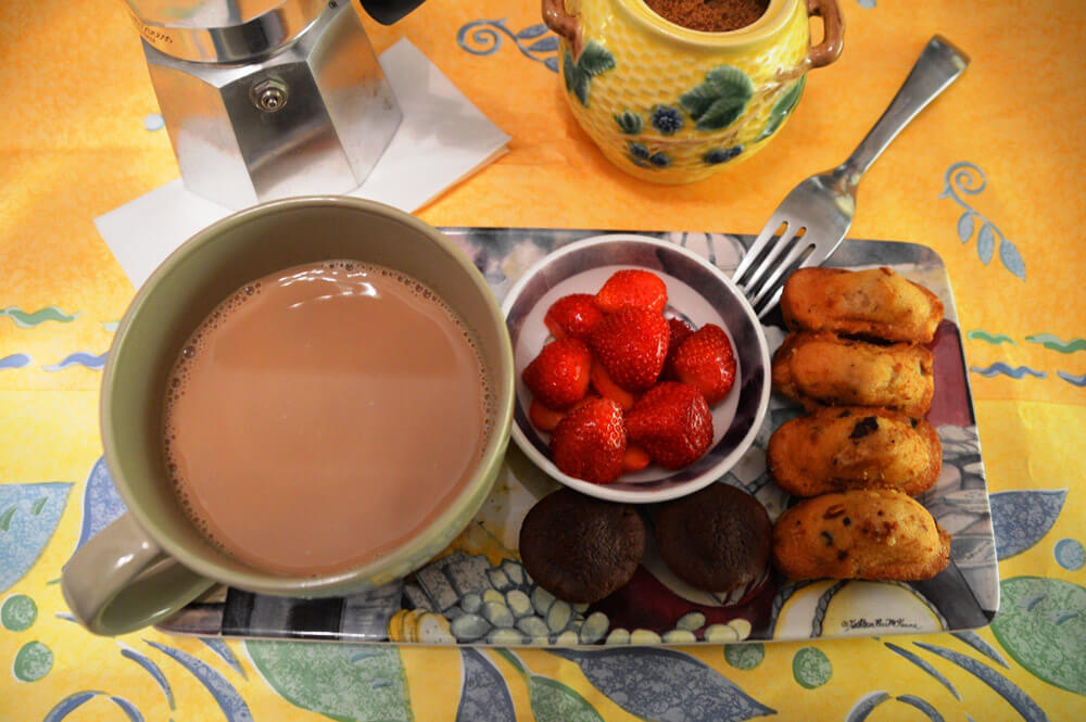 What’s for Petit Dejeuner? Big bowl of Café au Lait and little sweet cakes called Madeleines – Maureen from Life on the Mediterranean