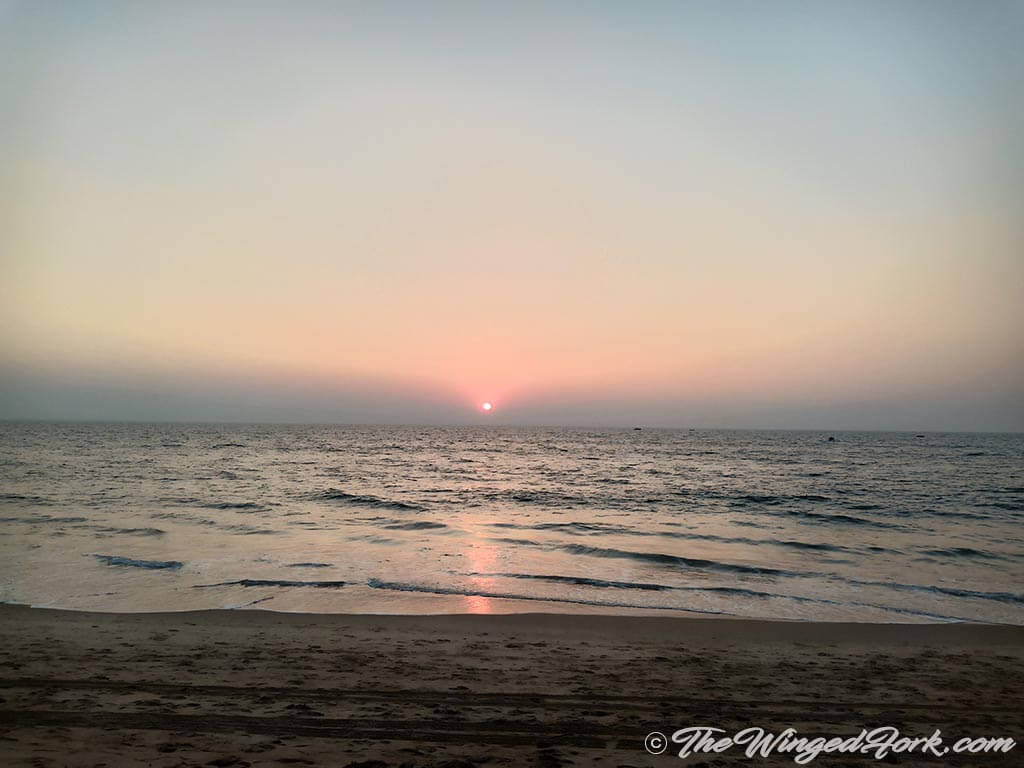 Sunset at Candolim Beach in North Goa, India