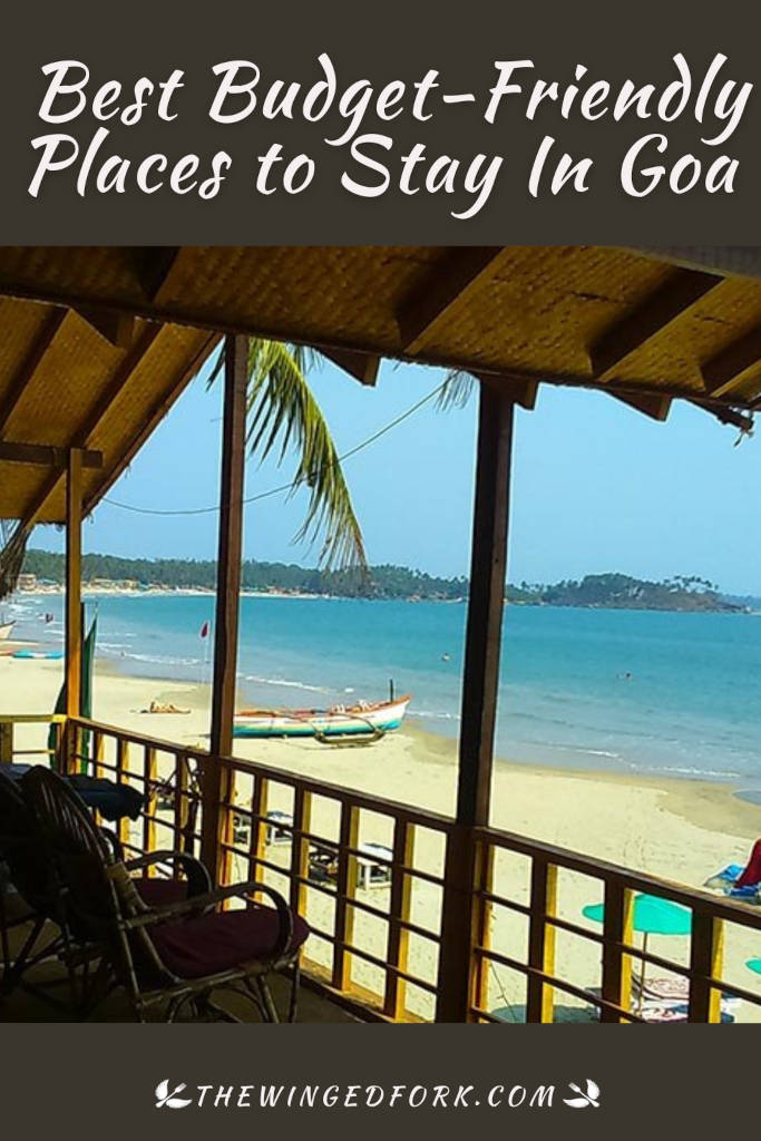 Pinterest image of beach and boats for where to stay in Goa India,