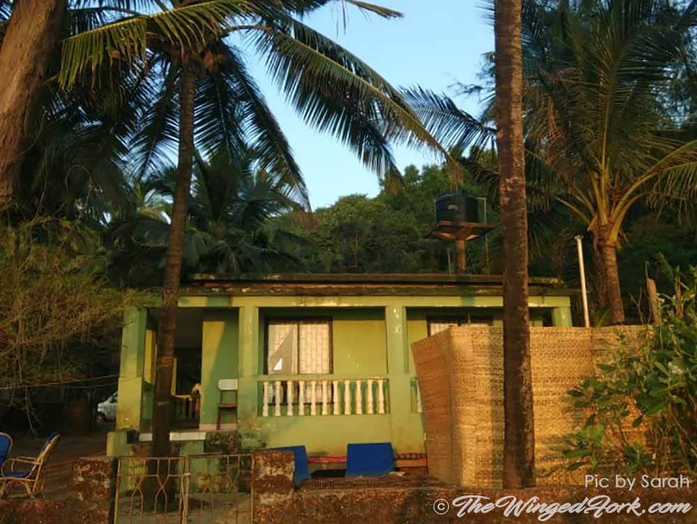 Green colored house on Talpona beach in Goa.