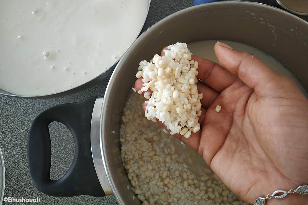 Soaking the Ingredients for the South Indian Idlis  - Pic by Bhushavali of My Travelogue