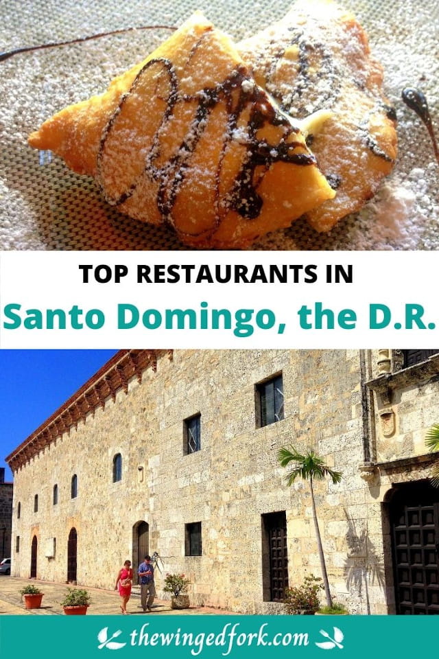 Pinterest image of empanada and the colonial zone in Santo Domingo