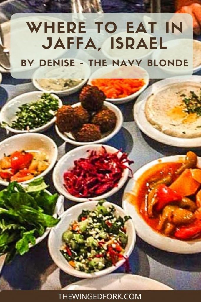 Pinterest image of food in Jaffa, Israel.