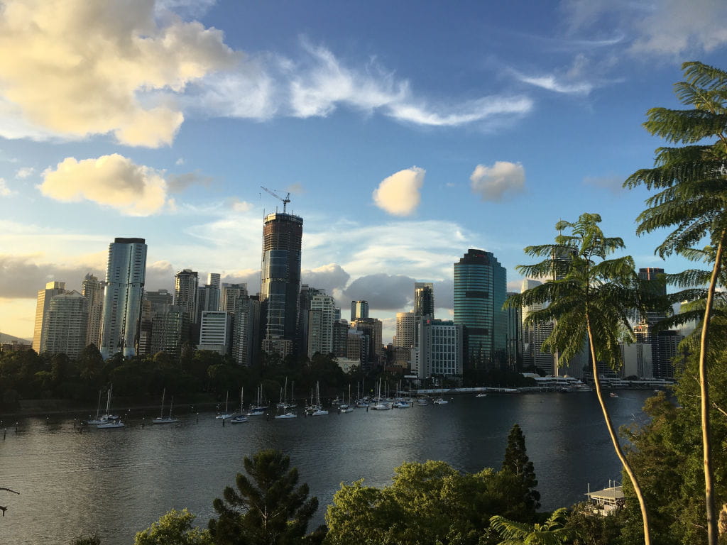 View of Brisbane city from Kangaroo Point Cliffs.