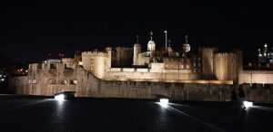 Tower of London illuminate in the dark.