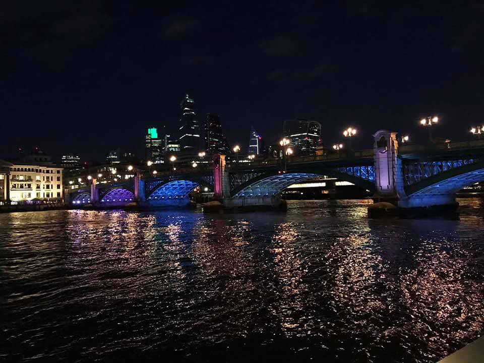 Beautiful night over River Thames Southbank, London.