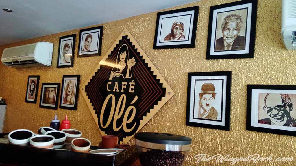 Coffee Paintings at Cafe Ole Pondicherry.