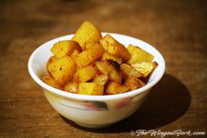 Serve the masala potato in a bowl.