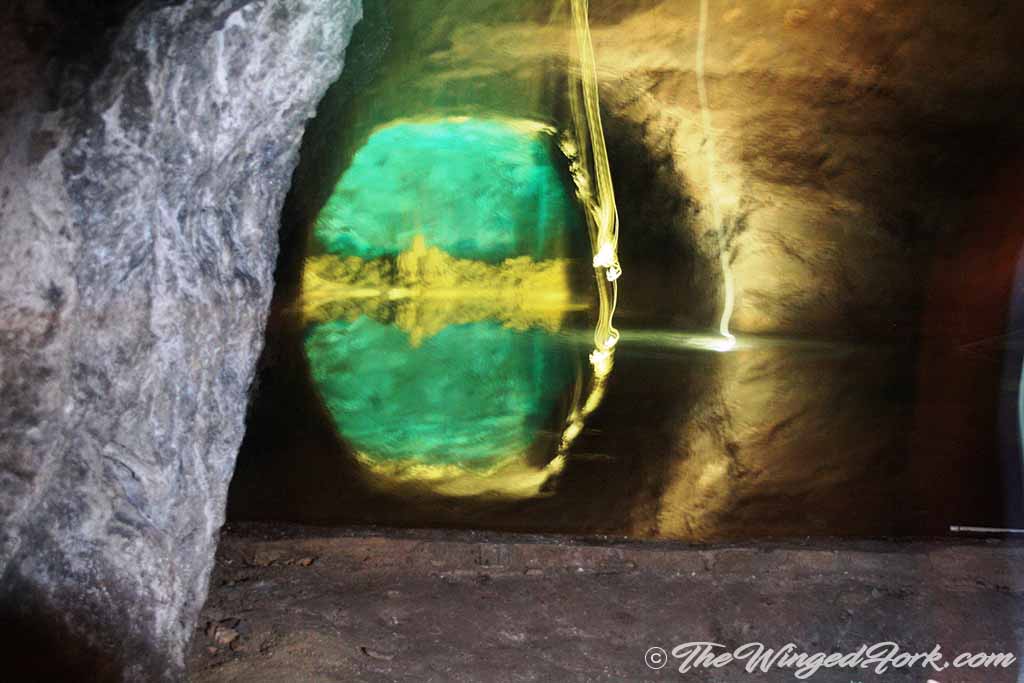 View of the underground lake tunnel at Seegrotte Austria.