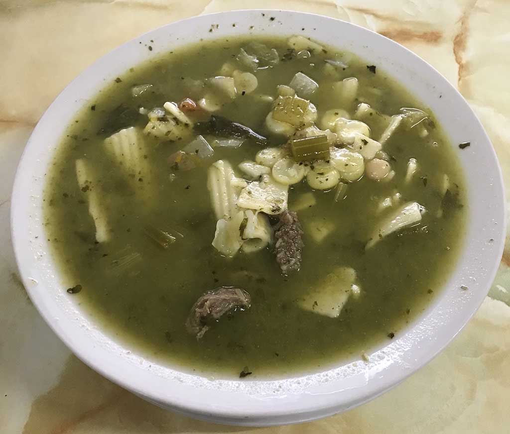 Caldo de Gallina Soup served in the bowl.