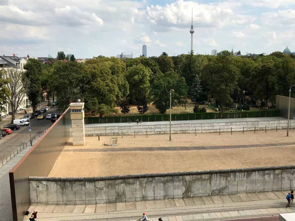View of Berlin Wall Memorial Bernauer Strasse.