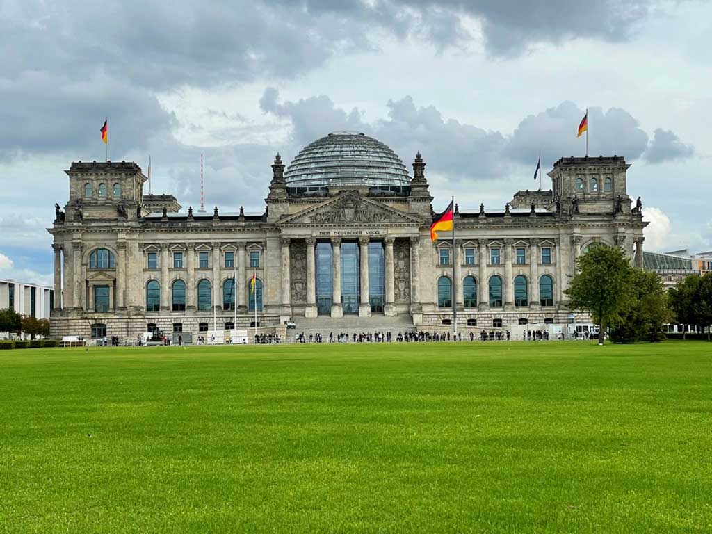 Panoramic view of Berlin Reichstag Building.