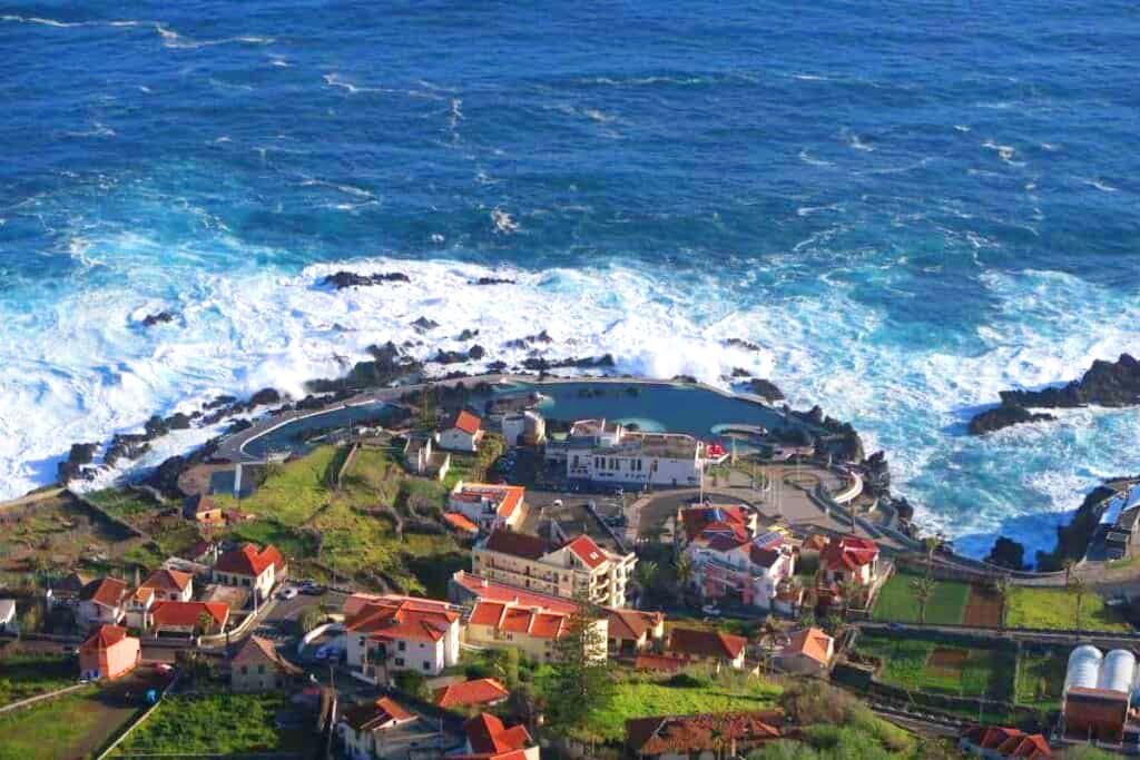 Aerial view of Porto Moniz in Madeira.