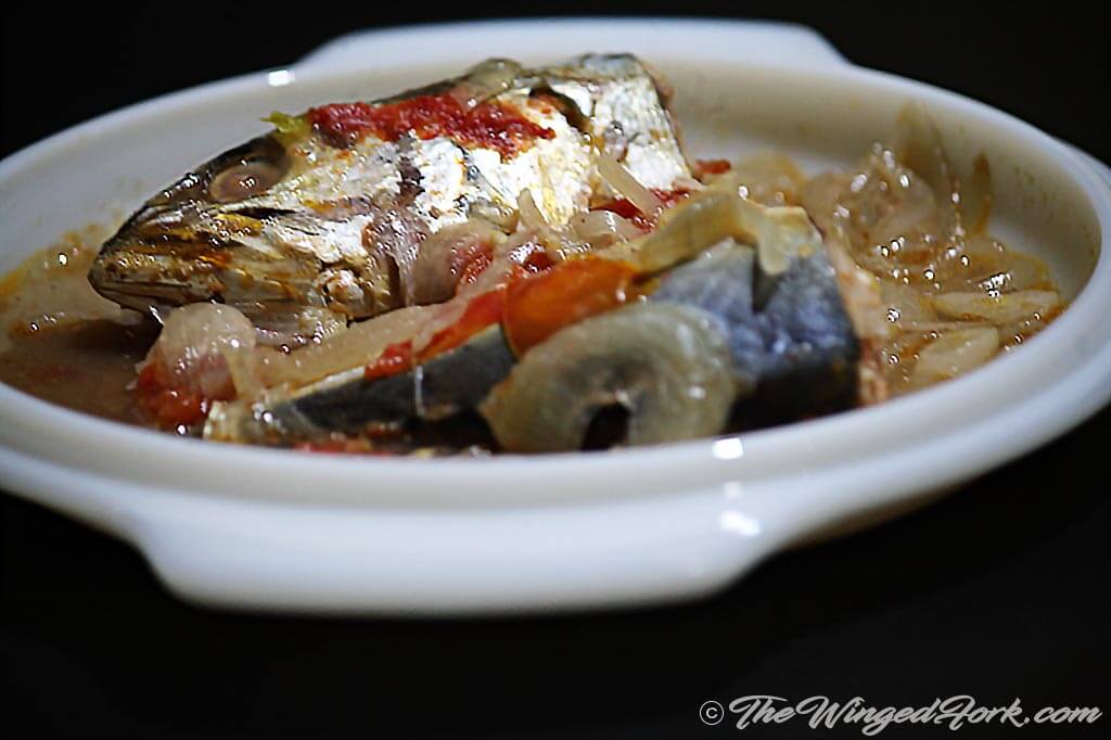 bangda chilly fry or mackerel stew in a plate.