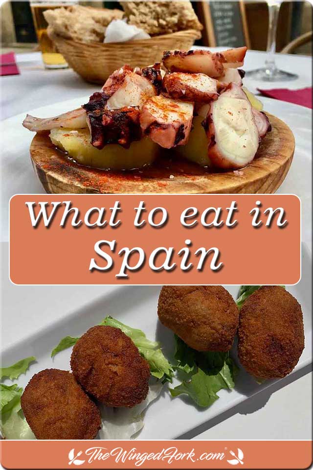 Pinterest images of Pulpo Gallego and Croquetas.
