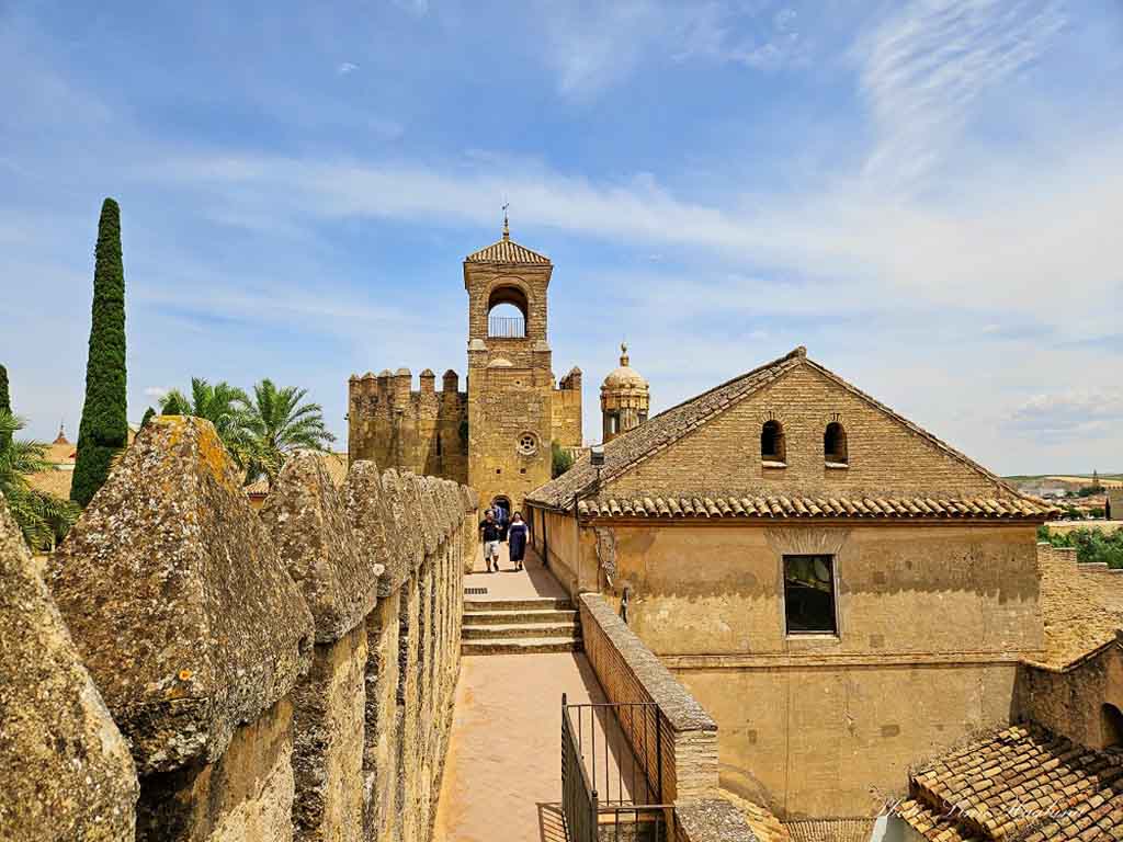 Walk on old castle wall at Alcazar de los Reyes Cristianos.