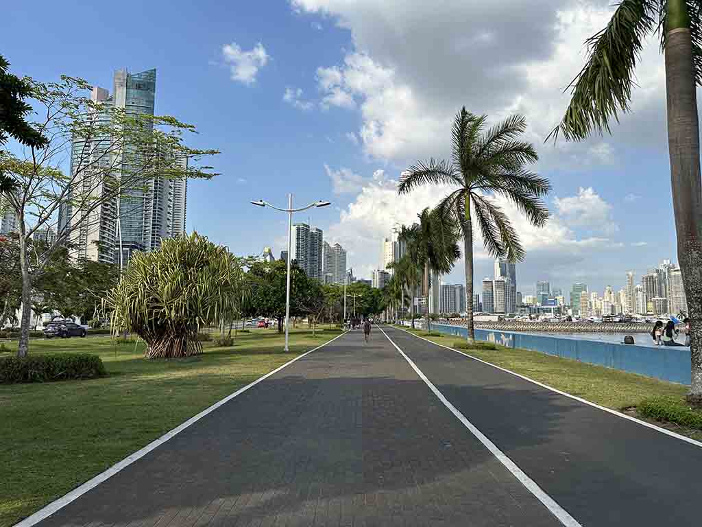 Walking or cycling track in the city on Panama.