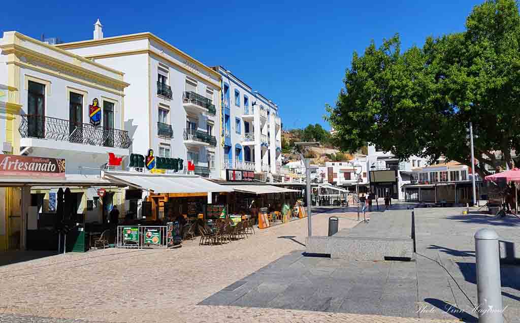 Shops and Restaurants in Albufeira Old Town.