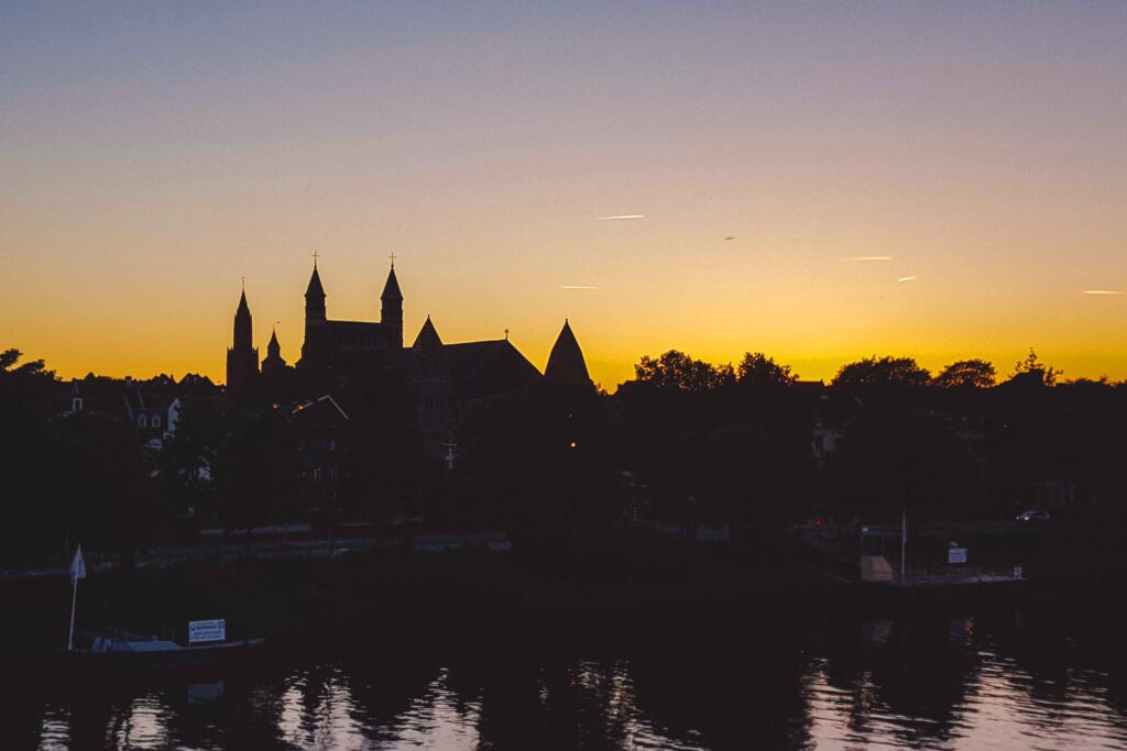 View of Maastricht at sunset.
