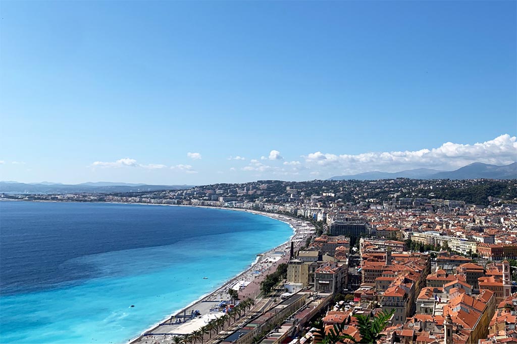 Panoramic view of the city from Nice Castle Hill.