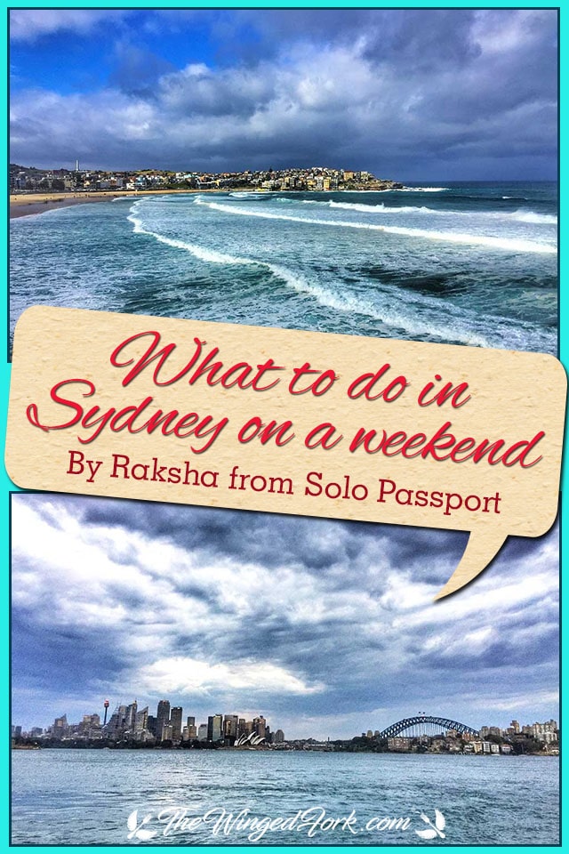 Pinterest images of Bondi beach and Sydney skyline.