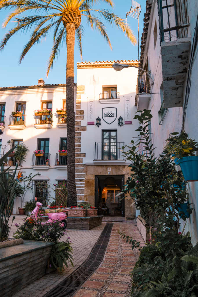 Facade of Santo Cristo Hotel in Marbella.